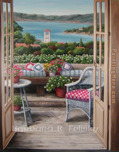 Balcony With A Bay View painting - Barbara Felisky Balcony With A Bay View art painting